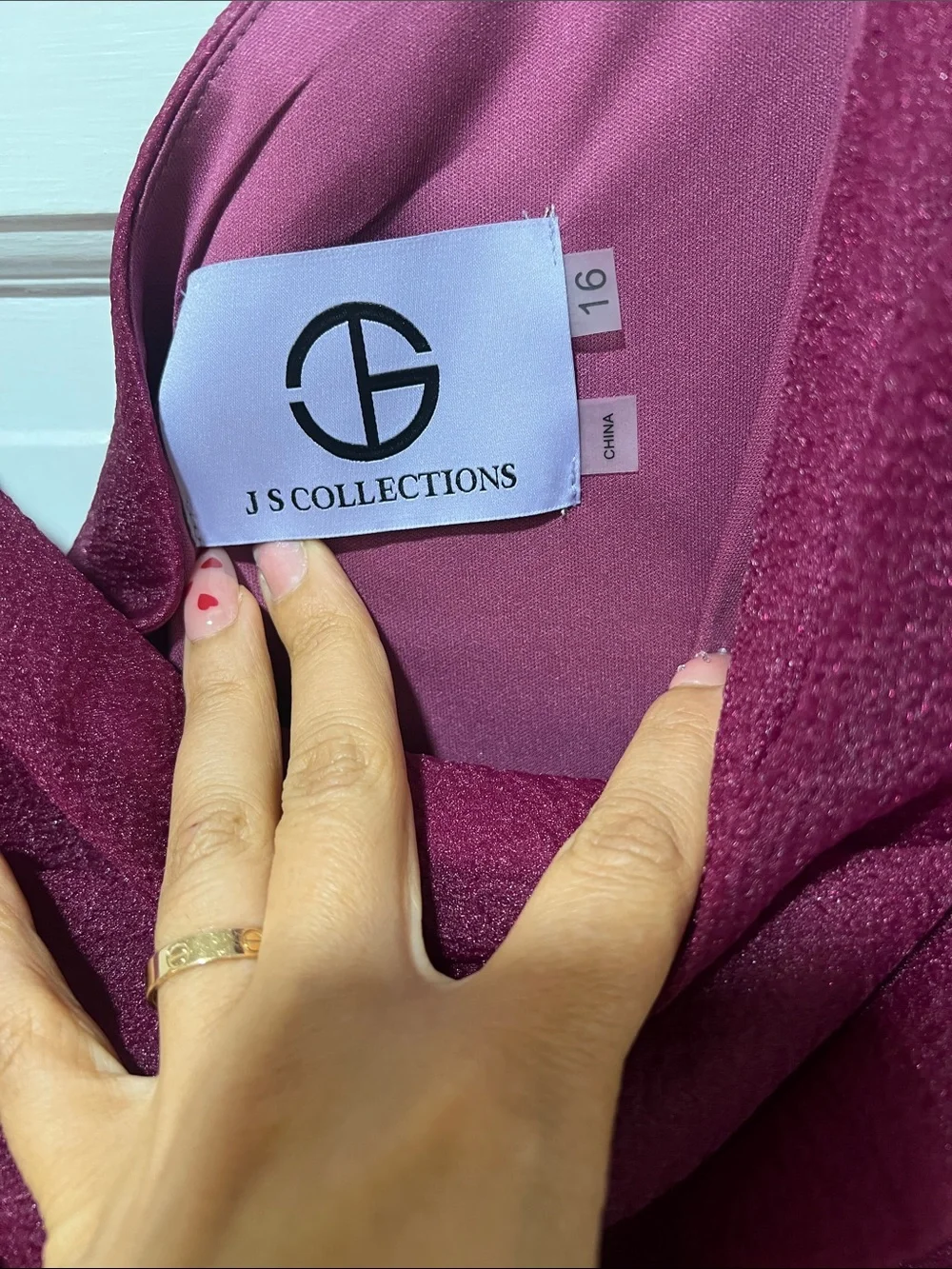 JS Collections One-Shoulder Magenta Evening Gown - Picture 5 of 6